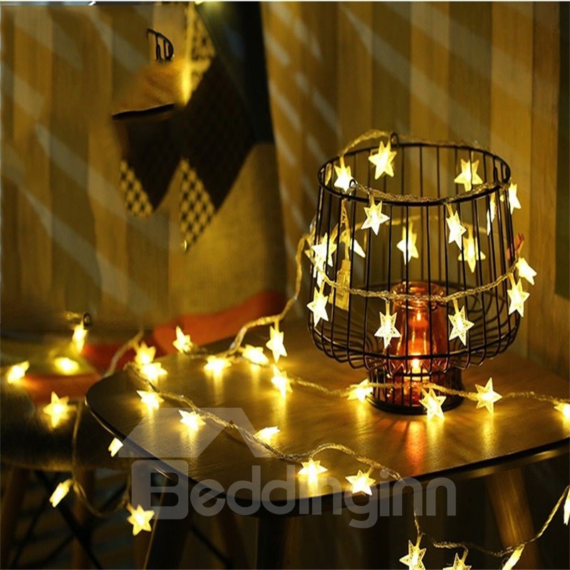 Romantic and Pretty Solid or Colorful Stars Festival Room Door and Tree LED Strings - Image 3