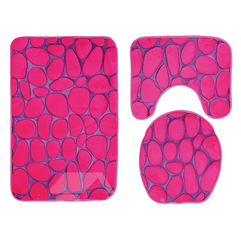 3D Pebble Toilet Mat 3-Piece Toilet Seat Cover - Image 2