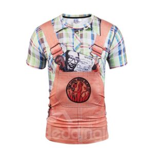 Creatively Pink Overall Printing Short Sleeve Men's 3D T-Shirt
