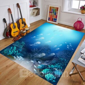 Crystal Velvet Cartoon Style Waterproof Rectangle Area Rug
