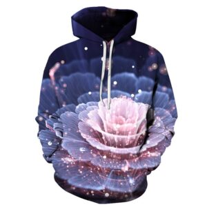 3D Lotus Pullover Loose Men's Hoodies Adjustable Drawstring Huge Front Kangaroo Pocket Soft and Comfortable Material Smooth Milk Silk Touch