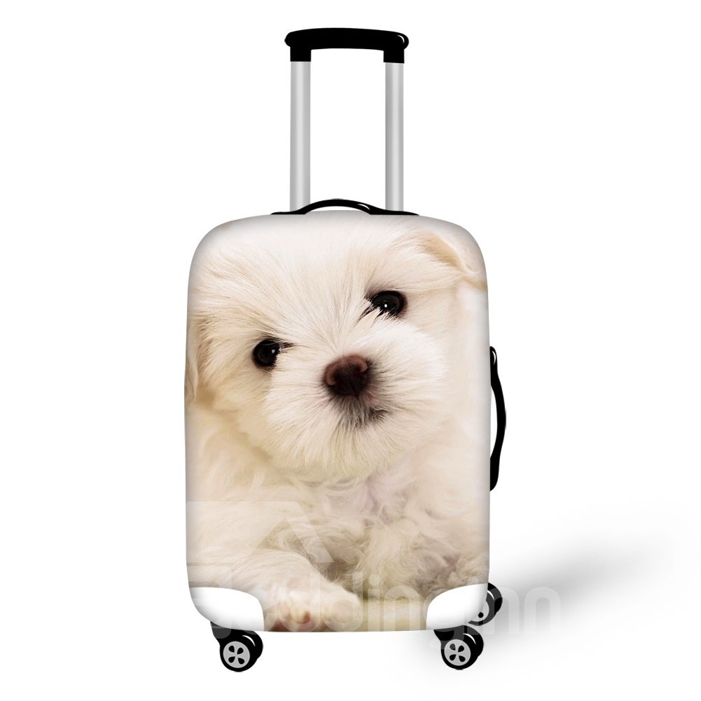 Adorable Dogs White Animals Spandex Washable High Quality 3D Luggage Covers - Image 3