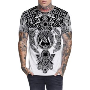 European White 3D Men's T-shirt Creative Casual Couple Outfit Unisex Short Sleeve Round Neck Loose with Comfortable Breathable Fabric