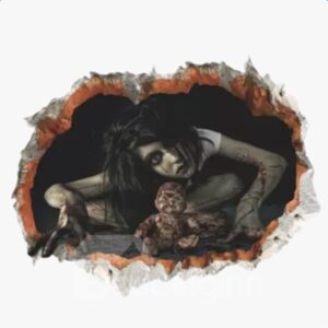Creative Horrible Ghost in Hole Print Halloween Decoration 3D Wall Stickers