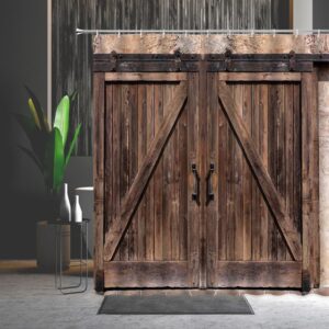 3D Old Wooden Barn Door Decorative Shower Curtains for Bathroom Partition Curtain Durable Waterproof Mildew Proof