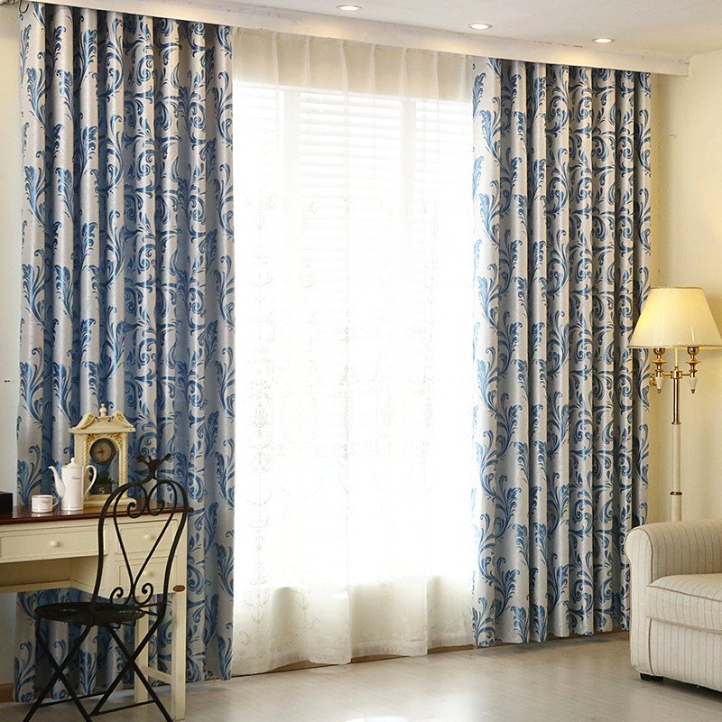 Modern Style Blackout Curtains Jacquard Shading Curtains Blue for Living Room Bedroom Window Decoration Custom 2 Panels Drapes Chenille - Image 9