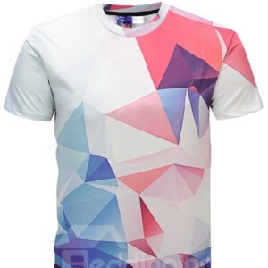 Geometric Print Short Sleeve Round Neck Men 3D Graphic Tee Tops T-Shirt