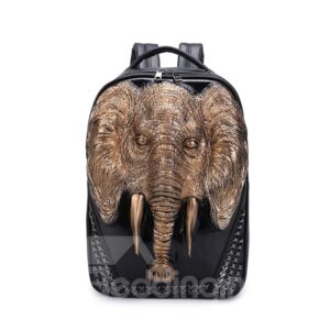 Elephant Head Fashion PU Leather Casual Laptop Backpack