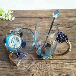 Delicate Roses Enamels Decoration 2 Pieces Practical Cups