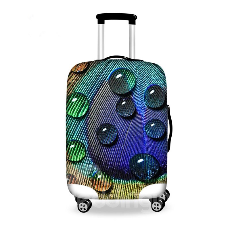 Vivid Dewdrop in Feather Pattern 3D Painted Luggage Cover - Image 2