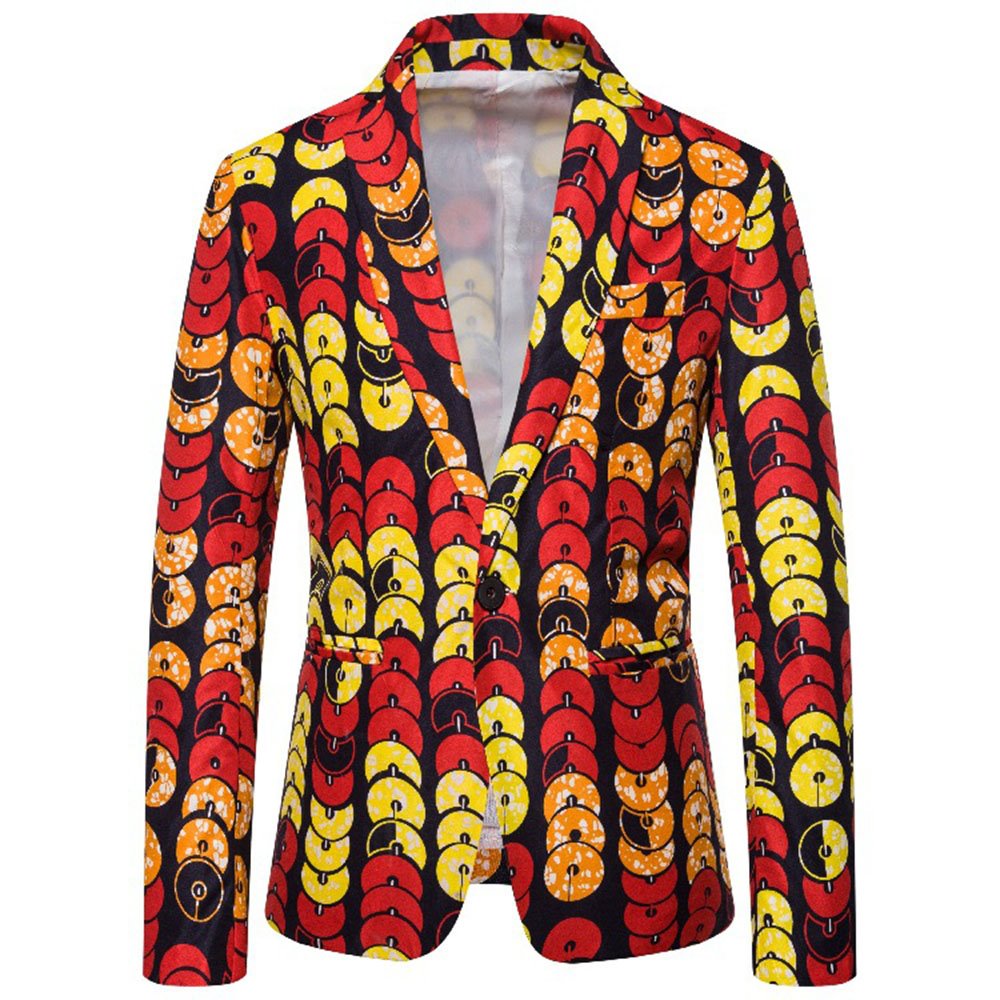 3D Bright Ethnic Style Printting Men's Suit Jackets Casual Long Sleeve Slim Fit Single-Breasted One Button Leisure Blazer Coats Suitable for Party Festival Daily - Image 3