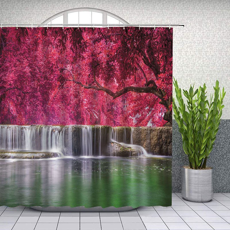 3D Printed Landscape Shower Curtain Bathroom Partition Curtain Durable Waterproof Mildew Proof Polyester 4 Size - Image 8