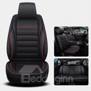 Only 3 Black Left Simple Style Universal Full Set Needlework PVC Leather All Seasons Universal Fit Seat Cover