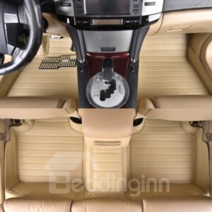 Beige Luxury With Unique All Surround Design Custom Fit PVC Leather Car Floor Mats