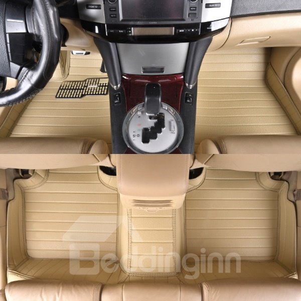 Beige Luxury With Unique All Surround Design Custom Fit PVC Leather Car Floor Mats