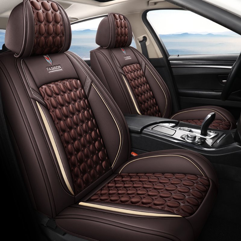 Car Seat Covers Full Coverage Detachable Head Cap 3D Balloon Decompression Technology Wear-resistant Durable Skin-friendly Man-made PU Leather Airbag Compatible 5-seater Universal Fit Seat Covers - Image 4