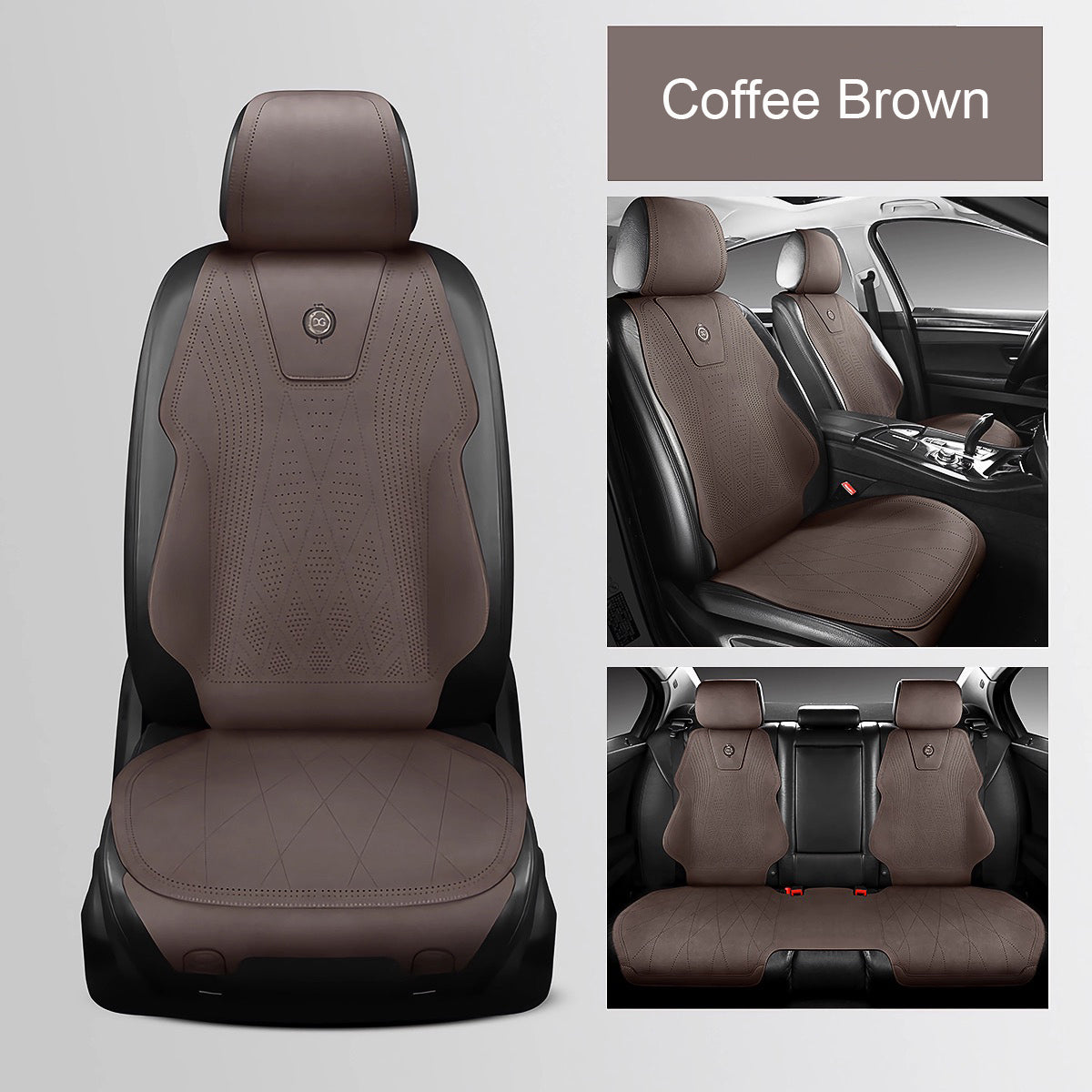 Microfiber Suede Car Seat Cover Full Set for 5-Seater Sedans SUV, Universal Fit, Pad Style - Image 7