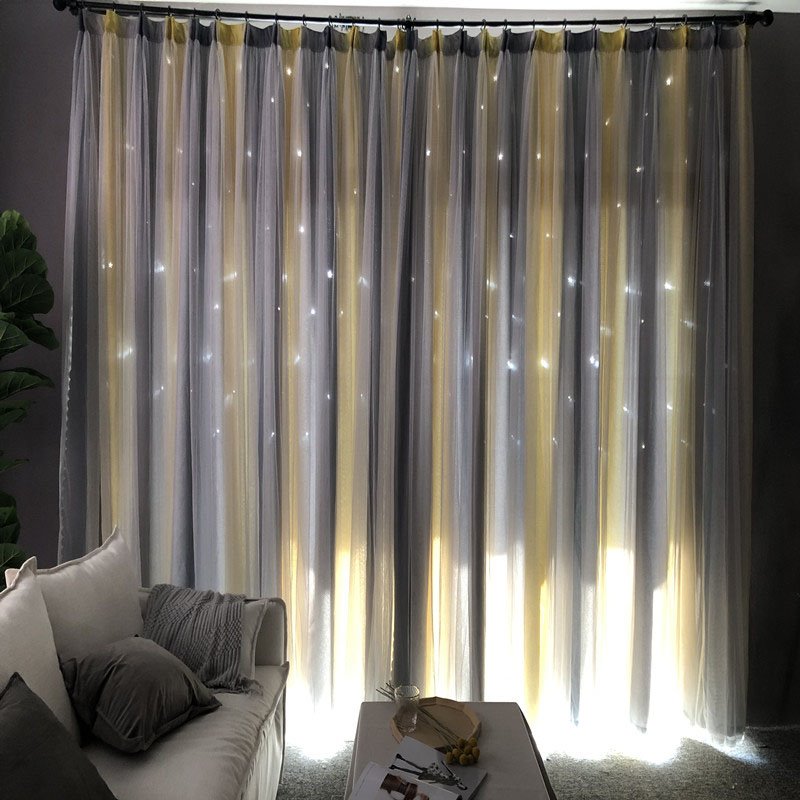 Romantic Style Star Hollowed-out Custom Blackout Curtains for Living Room Bedroom