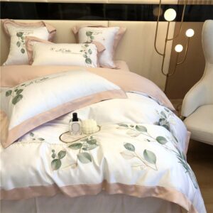 Luxury Embroidery Bedding Set 4-Piece Double-Sided Soft Comfortable Tencel Cotton Bedding Sets