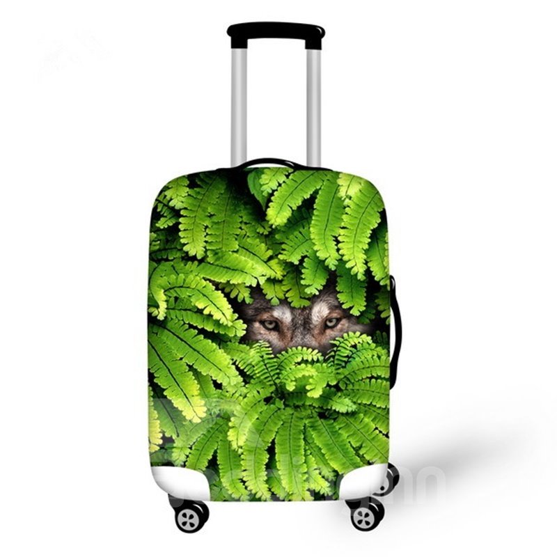 Creative Animals Hide in Leaves Pattern 3D Painted Luggage Protector Cover - Image 6