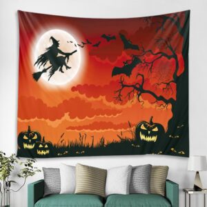 Halloween Red Pumkin Witch Bat General Party Decorative Hanging Wall Tapestry