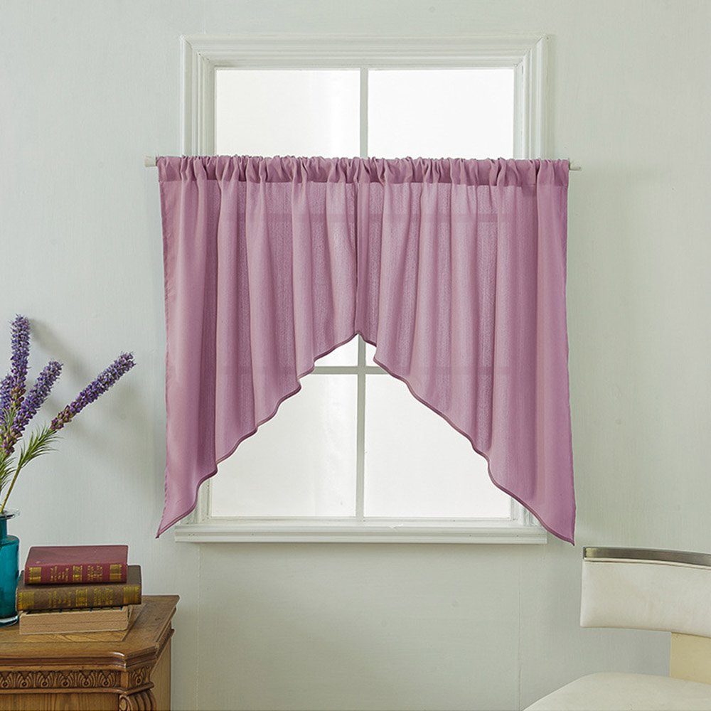 Modern Simple Plain Window Valance 2 Pcs Sheer Voile Valance for Kitchens Bathrooms Basements & More - Image 3