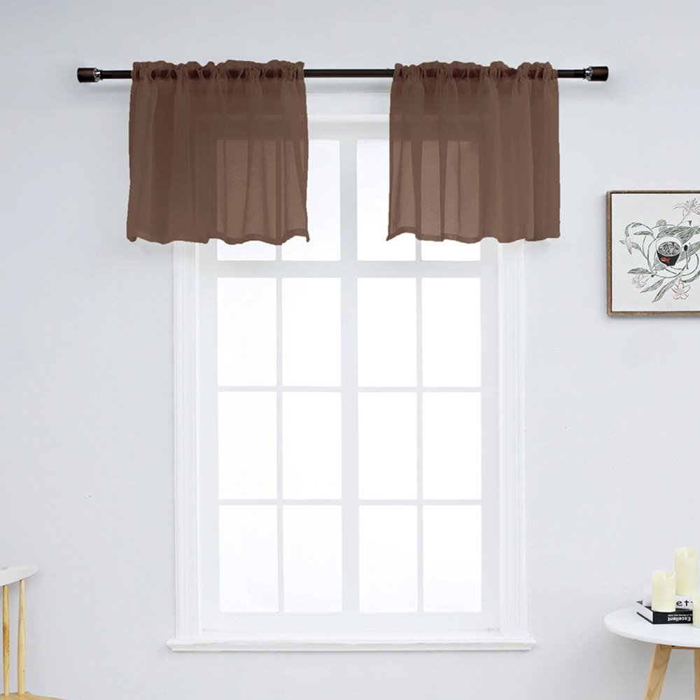 Modern Simple Solid Color Window Valance 1 Pc Sheer Voile Valance for Kitchens Bathrooms Basements & More - Image 16