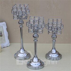 European Style Modern and Fashion Silvery Crystal Hotel Decorations Candle Holder