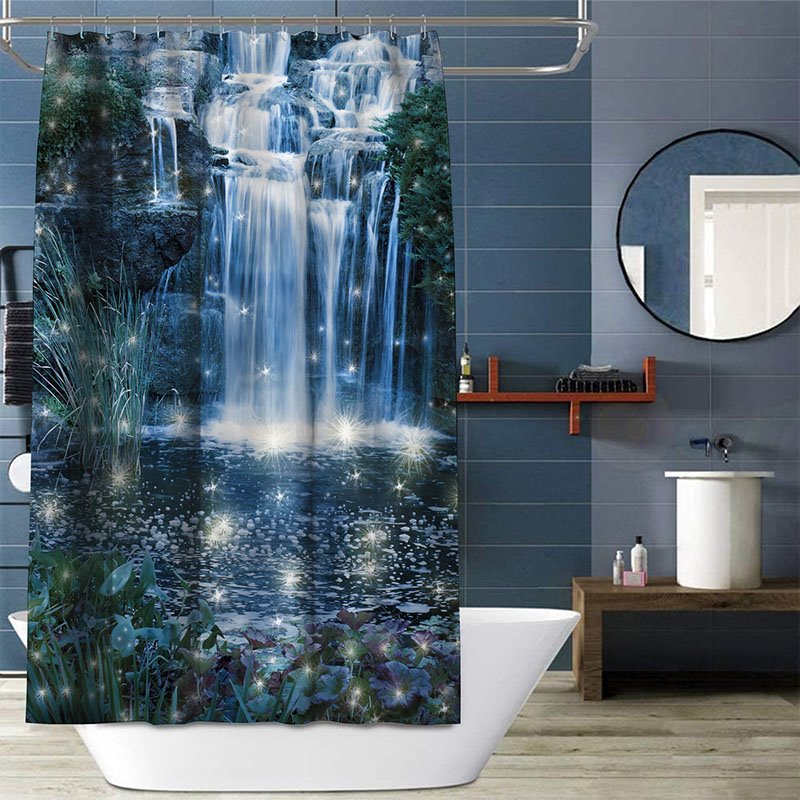 3D Printed Landscape Shower Curtain Bathroom Partition Curtain Durable Waterproof Mildew Proof Polyester 4 Size - Image 10
