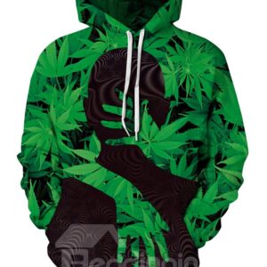 Long Sleeve Green Hug Me Black Man Pattern 3D Painted Hoodie