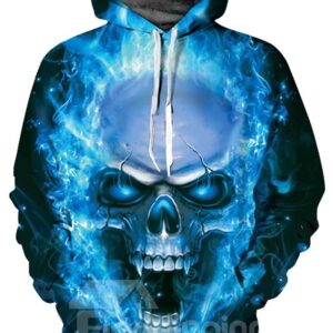 Cool Long Sleeve Skull Roar Pattern 3D Painted Hoodie