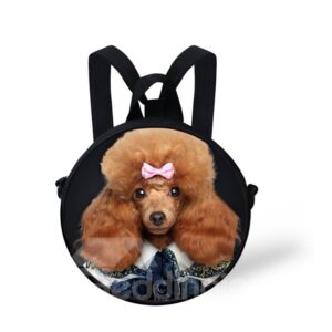 Round 3D Mr.Poodle Pattern School Bag Shoulders Backpack
