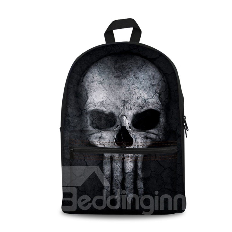 Black Bottom Color with Skull Pattern Washable Lightweight 3D Printed Backpack