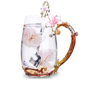 Gorgeous Lily Design Handle Crystal Glass Coffee Cup 1-Piece