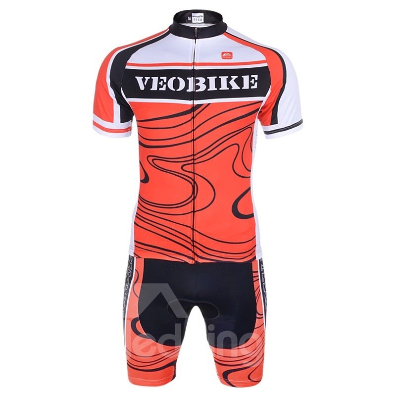 Men's Cycling Orange Red Clothing Set Breathable Quick Dry Jersey Glitter