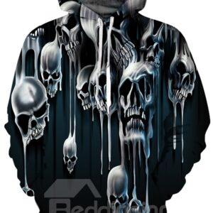 Cool Long Sleeve Horrible Skulls Pattern 3D Painted Hoodie