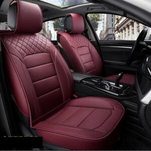 Faux Leather Car Seat Covers Modern Design Full Set Waterproof Leather Automotive Vehicle Cushion Cover for 5 Passenger Cars & SUV Universal Fit Set for Auto Interior Accessories