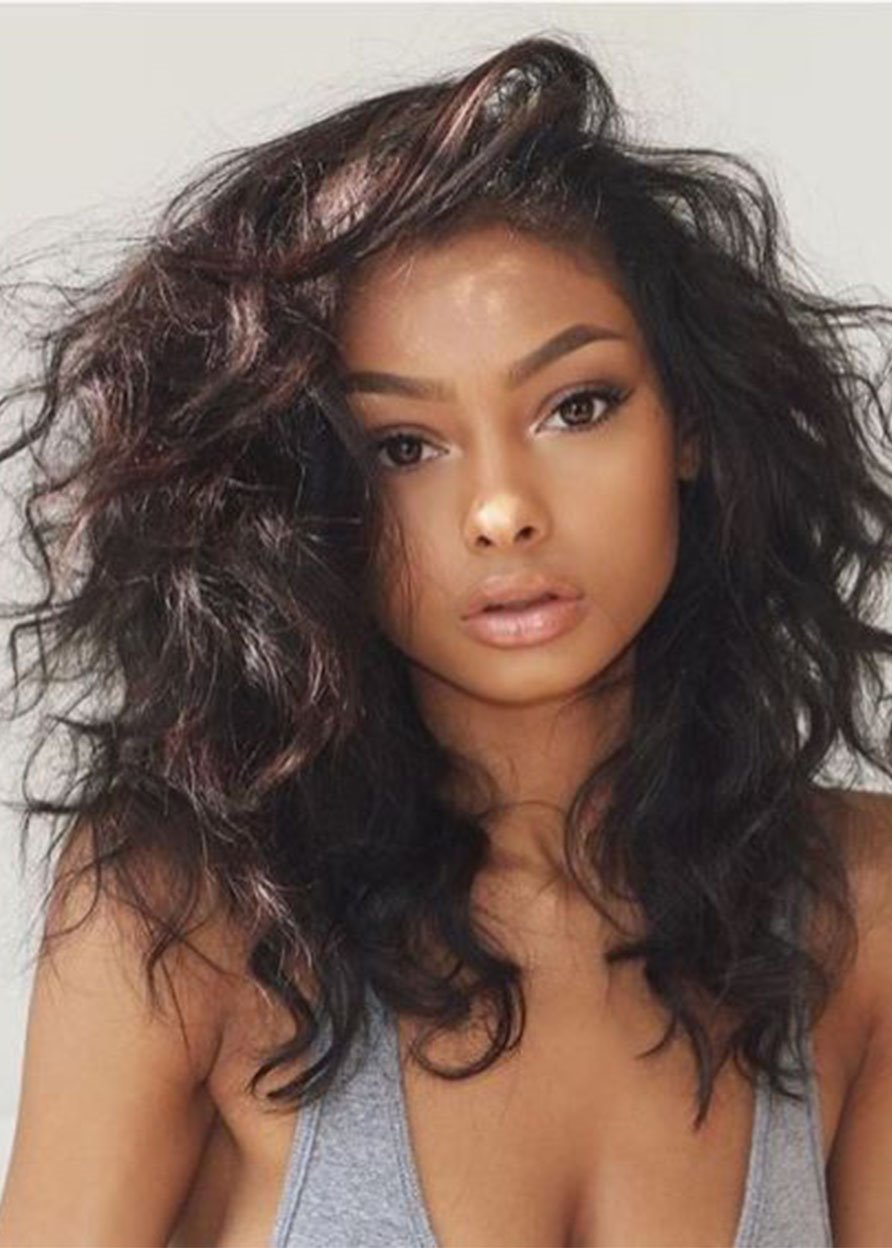 Capless Women Synthetic Hair Wavy 120% 22 Inches Wigs Heat Resistant Natural Looking Daily Party Wigs Cosplay Wigs with Natural Bangs with Free Wig Cap