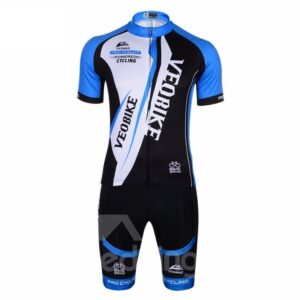 Blue Short Sleeve 3D Padded Pants Men's Cycling Jersey