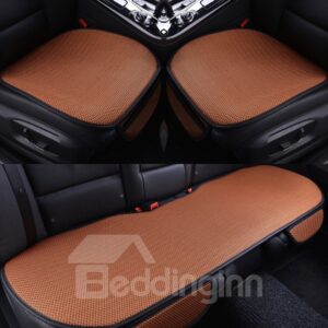 Solid Color Durable PET Material Good Breathability Universal 3-Pieces Five Car Seat Mat