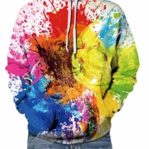 Fashion Long Sleeve Colorful Front Pocket Pattern 3D Painted Hoodie