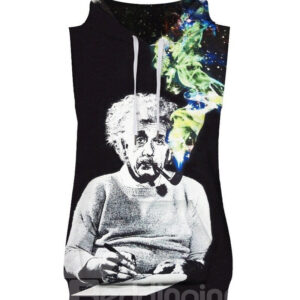Einstein&His Tobacco Pipe Sleeveless Pullover Hooded Men Fashion T-shirt