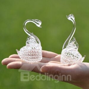 Romantic Glass Graceful Swans Desktop Decoration 1-Pair