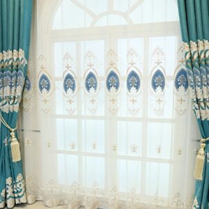 Embroidery Sheer Curtain Light Apricot Ventilate for Living Room Bedroom Window Decoration Custom 2 Panels Drapes Breathable Voile Drapes