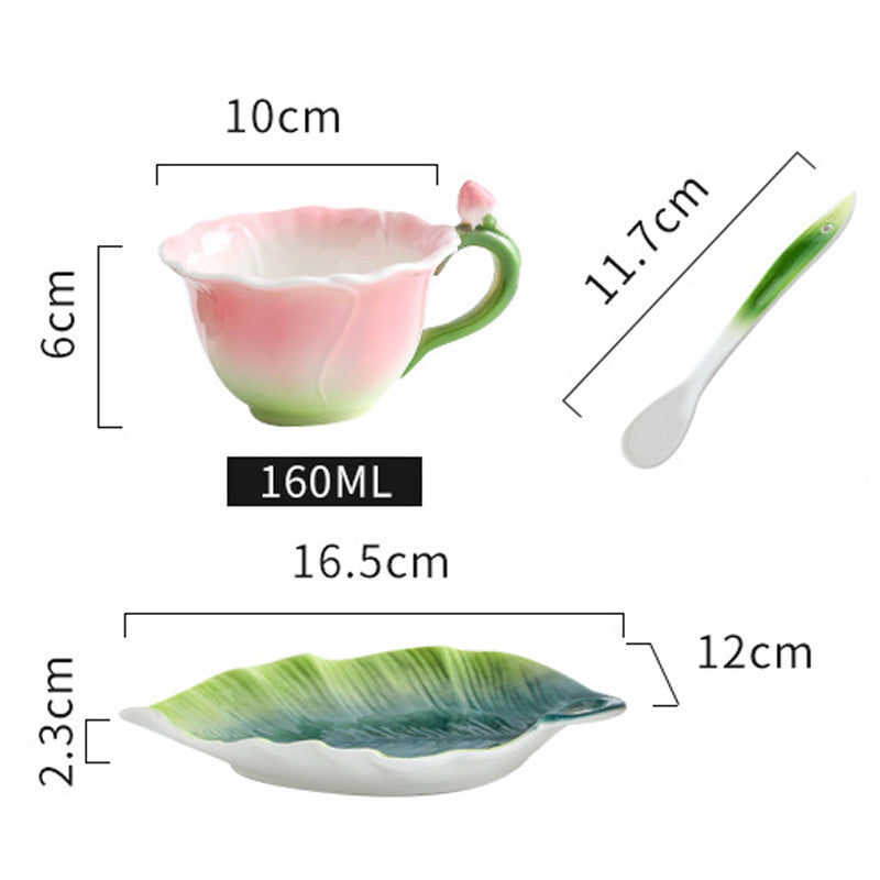 Beddinginn 6 Oz Pink Rose Floral Teacup and Saucer Set for Valentine's Day, Mother's Day, Christmas Gift - Image 2