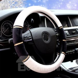 Sports Style Super Soft Dual Colored Plaid Suede Steering Wheel Cover