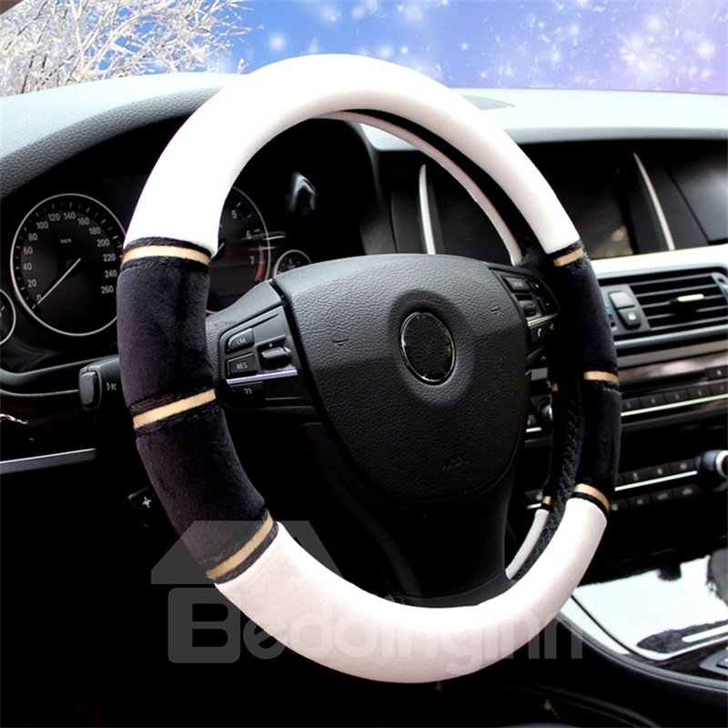 Sports Style Super Soft Dual Colored Plaid Suede Steering Wheel Cover