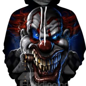 Long Sleeve Evil Clown Pattern 3D Painted Hoodie
