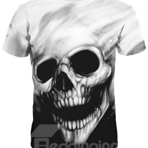 Skull Pattern Moderate Elasticity Polyester Material 3D T-shirt