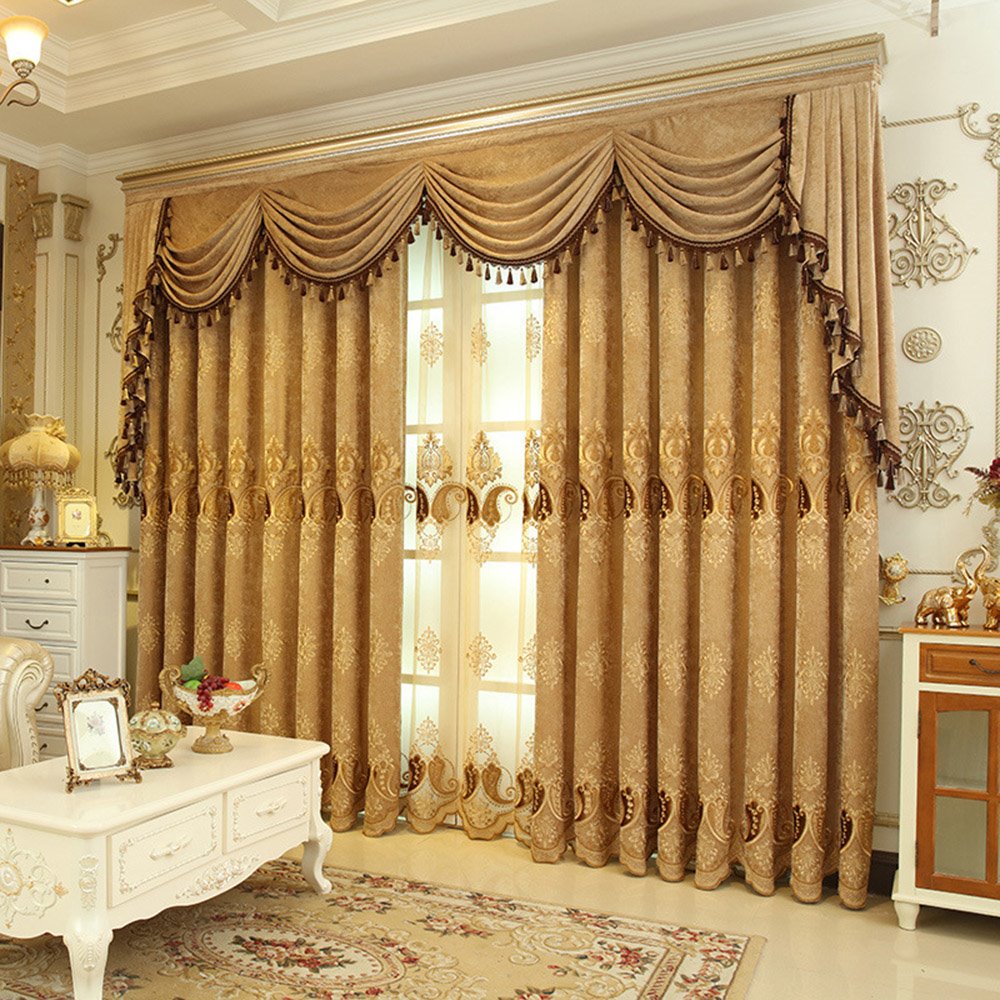 European Luxury Chenille Embroidered Shading Curtains Coffee Blackout Curtain for Living Room Bedroom Custom 2 Panels Drapes No Pilling No Fading No off-lining - Image 7